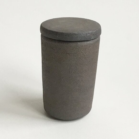 Grog Ceramic Brown Cylindrical Lidded Trinket Caddy Canister Jar Art Pottery - Picture 2 of 7